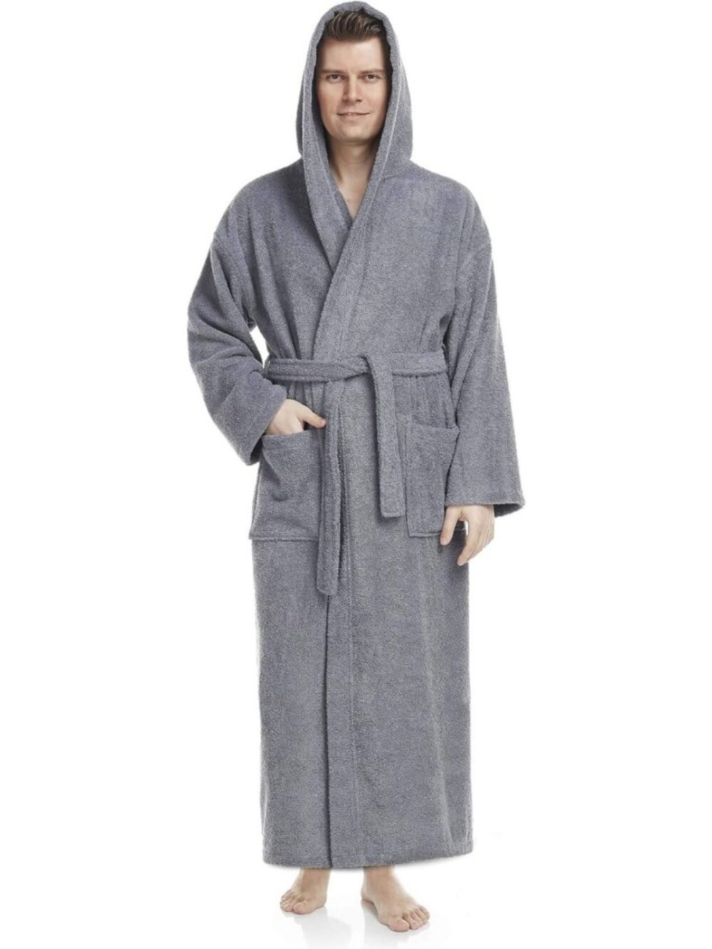 Men's Hooded Classic Turkish Cotton Bathrobe | Full Length, Soft & Cozy Robe